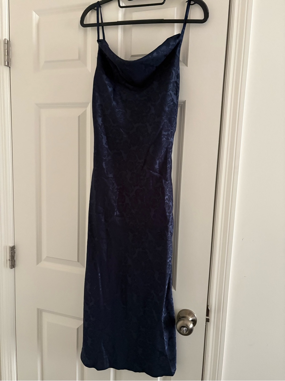 NWOT Lulu's Navy Blue Cowl Neck Slip Midi Dress